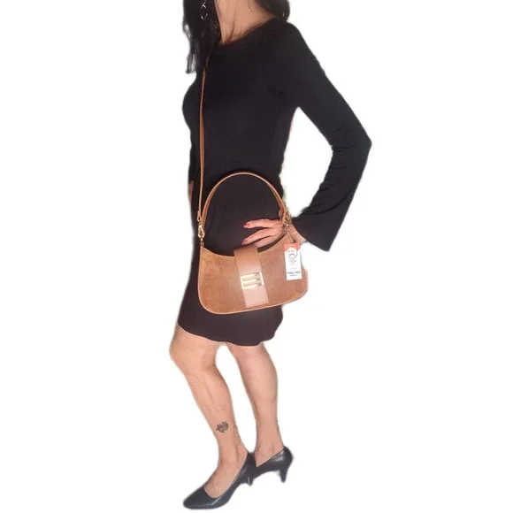 Charlie Leather Stazalina Rich Cognac/Brown Small Handbag & Crossbody - NWT - Picture 12 of 12